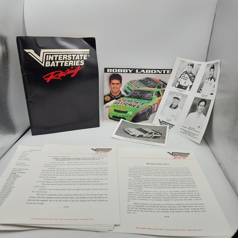 Vintage Nascar Press Kit Interstate Batteries Racing Bobby Labonte Media Guide